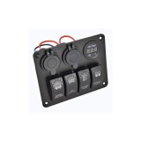 Panou de comutatoare cu priza, voltmetru, 4 &icirc;ntrerupatoare si port USB Cod: SPA21 Automotive TrustedCars, Oem