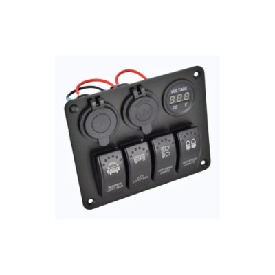 Panou de comutatoare cu priza, voltmetru, 4 &amp;icirc;ntrerupatoare si port USB Cod: SPA21 Automotive TrustedCars foto