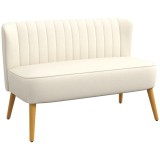 HOMCOM Canapea de 2 locuri, căptușeală moale, husă ușor de &icirc;ntreținut, p&acirc;nă la 150 kg, 117 x 56,5 x 77 cm, crem | Aosom Romania