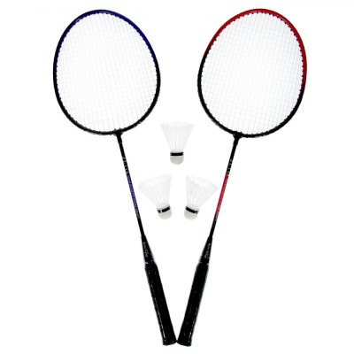 Set Rachete Badminton, 2 Bucăți, Plastic, 3 Fluturași, 65 cm foto