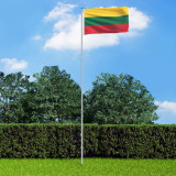 Drapel Lituania și st&acirc;lp din aluminiu, 6 m, vidaXL