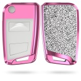 Husa Cheie Auto pentru VW / Skoda / Seat - 3 Butoane, kwmobile, Plastic, Roz / Silver, 54420.03
