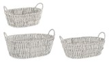 Set 3 cosuri depozitare hartie alba metal argintiu Astrid 30x20x10,5h; 35x25x12h; 40x28x13,5h
