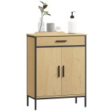 HOMCOM Mobilier de baie cu sertar, dulap cu ușă, raft reglabil și balamale cu &icirc;nchidere, 60 x 30 x 80 cm, stejar | Aosom Romania