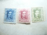 3 Timbre Spania 1922 Alfons XIII ,2, 10 si 40cs ,nr de control ,sarniera