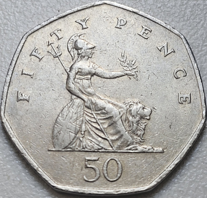 50 pence 1997 Marea Britanie, 3rd portrait; small type, km 940.2