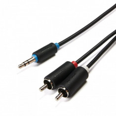 Cablu audio serioux jack stereo 3.5mm tata - 2 porturi rca tata conductori 99.99% cupru foto