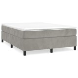 Cumpara ieftin Pat box spring cu saltea, gri deschis, 140x200 cm, catifea