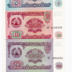 Tajikistan Tadjikistan Set 1,5,10,20,50,100 Rubles 1994 UNC