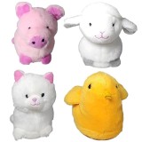 Set de 4 Animale de plus cu sunete, Pui Oaie Purcel Pisica, 8cm