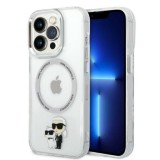 Husa iPhone 14 Pro - Karl Lagerfeld Hardcase MagSafe (KLHMP14LHNKCIT) - Transparent Iconic Karl&amp;Choupette