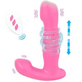 Stimulator Prostata Thrusting 12cm Inserabil, Silicon, Roz, Vibratii &amp; Impingere, Telecomanda Wireless, USB
