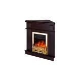 Semineu electric Art Flame 3D Marina de colt wenge &amp; Galileo gold cu lemne, Efect de flacara reala, Termostat reglabil, Telecomanda, 2000 W