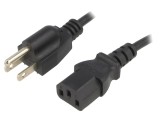 Cablu Alimentare 3x18AWG IEC C13 NEMA 5-15 1.8m Negru