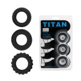 Cumpara ieftin Set 3 Inele Penis Titan Cock Ring 3, Negru