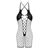Catsuit-uri - Cottelli Fantezie Catsuit Scurt din Plasa cu Deschidere intre Picioare si Strasuri Decorative Small-Large