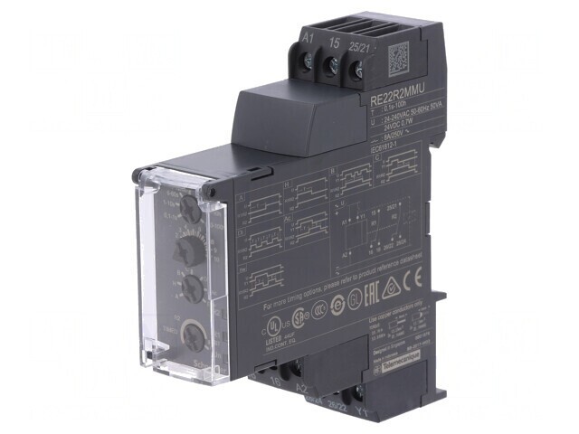Timer Programabil 0.05s-100h DPDT 250VAC/8A 24-240VAC 24VDC IP20