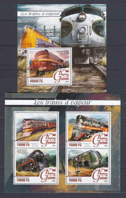 Guinea 2016 - LOCOMOTIVE cu ABURI - BL+ KB - MNH foto