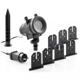 Proiector LED Decorativ Exterior Hessa, 7 Discuri, 4 Modele/Disc, Rezistent Apa, Tarus Inclus, Suprafata 50 m&sup2;