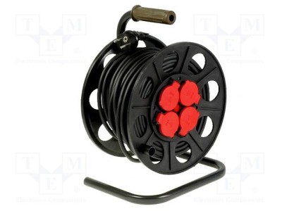 Prelungitor alimentare JONEX 3x1,5mm2 cu 4 prize bobinat, negru foto