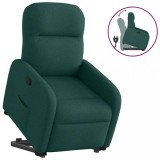 Cumpara ieftin Fotoliu rabatabil ridicare pe verticală, verde &icirc;nchis, textil