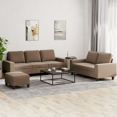 vidaXL Set de canapele, 3 piese, maro, textil 3201909 foto