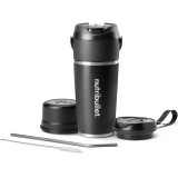 Blender portabil nutribullet Flip NBP016B, cupă otel inoxidabil izolata cu pereti dubli 590 ml, mentinere la rece 24 ore, 14+ utilizari per incarcare,