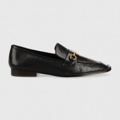 Tory Burch mocasini de piele Perrine femei, culoarea negru, cu toc plat