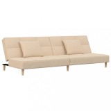 Cumpara ieftin Canapea extensibila cu 2 locuri, 2 perne, crem, textil