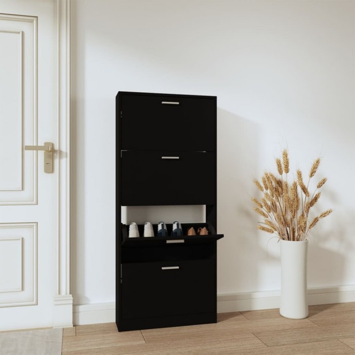 Gossi pantofar, negru, 59x17x150 cm, lemn compozit
