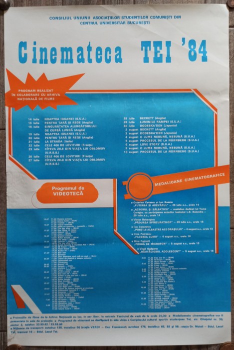 Afis Cinemateca Tei 1984