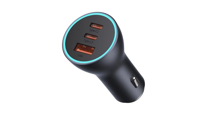 &Icirc;ncărcător auto Baseus Golden Contactor Pro USB-A + 2x USB-C 65W gri &icirc;nchis (CGJP010013)