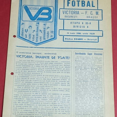 Program meci fotbal VICTORIA Bucuresti - FCM BRASOV (15.06.1986)