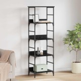 vidaXL Raft pentru cărți Stejar Negru 50 x 33 x 153 cm Lemn compozit 882756