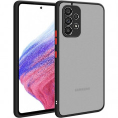 Husa hibrid ALC compatibila cu Samsung Galaxy A53 5G, husa de protectie rezistenta la zgarieturi, rezistenta la socuri, cadru TPU negru cu capac dur u