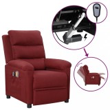 VidaXL Fotoliu de masaj electric rabatabil, roșu vin, textil