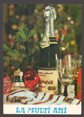 CPIB 24554 CARTE POSTALA - FELICITARE DE ANUL NOU, SAMPANIE ZAREA, PAHARE, CIRCULATA, 1968, STAMPILE, TIMBRU foto