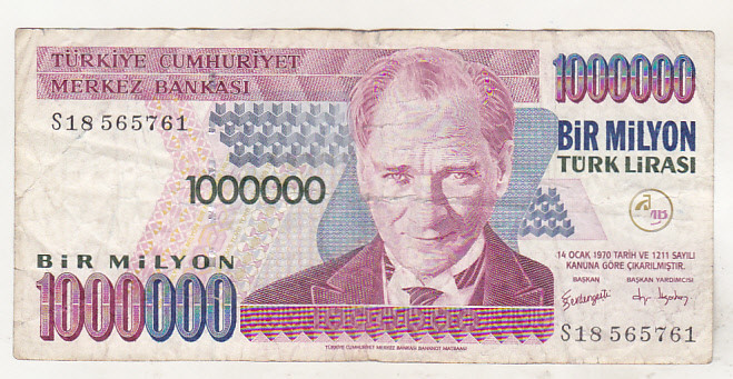 bnk bn Turcia 1000000 lire 1970 (2002 ) circulata