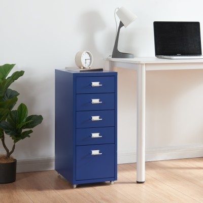 Dulap birou Kokar 69x28x41cm albastru mobil cu 5 sertare [en.casa] HausGarden Leisure foto