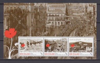 Noua Zeelanda - Razboi - A 90-A ANIV.de la SFARSITUL WWI - MNH foto