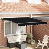 vidaXL Cortina Retractabilă Negru 350 x 250 cm Poliester și oțel 3330325