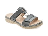 Papuci RIEKER bleumarin, 60428, din piele naturala
