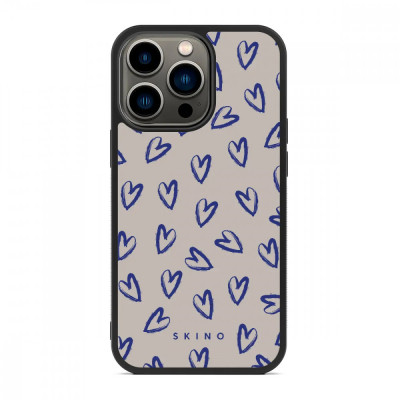 Husa iPhone 13 Pro Max - Skino Forever Love, inimi albastru bej foto