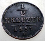 1.465 AUSTRIA 1/2 KREUZER 1851 A, Europa, Cupru (arama)