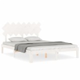 Cumpara ieftin Cadru de pat fara saltea, alb, 140x200 cm, lemn masiv pin