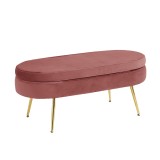 Cumpara ieftin Banca catifea roz crom auriu Nooblin 99x44.5x40 cm