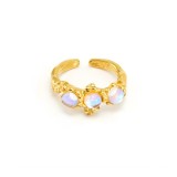 Inel deschis placat cu aur cu pietricele