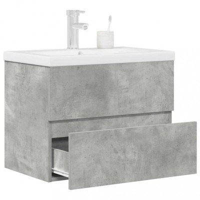 vidaXL Set mobilier de baie, 2 piese, gri beton, lemn compozit 3324914 foto