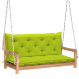 Balansoar cu perna verde crud, 120 cm, lemn masiv tec, vidaXL
