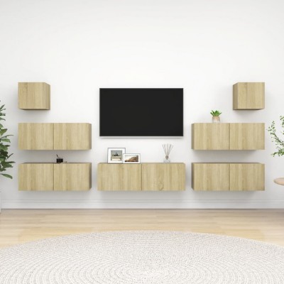 vidaXL Set dulapuri TV, 7 piese, stejar sonoma, lemn prelucrat foto